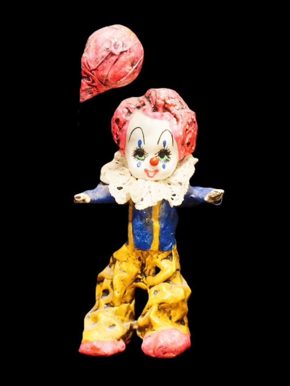 Vintage Paper Mache Clown with Balloon Figure
